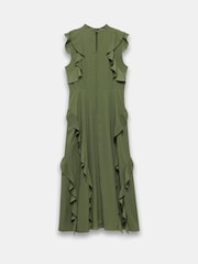 Mint Velvet Green High Neck Ruffle Maxi Dress - Image 8 of 8