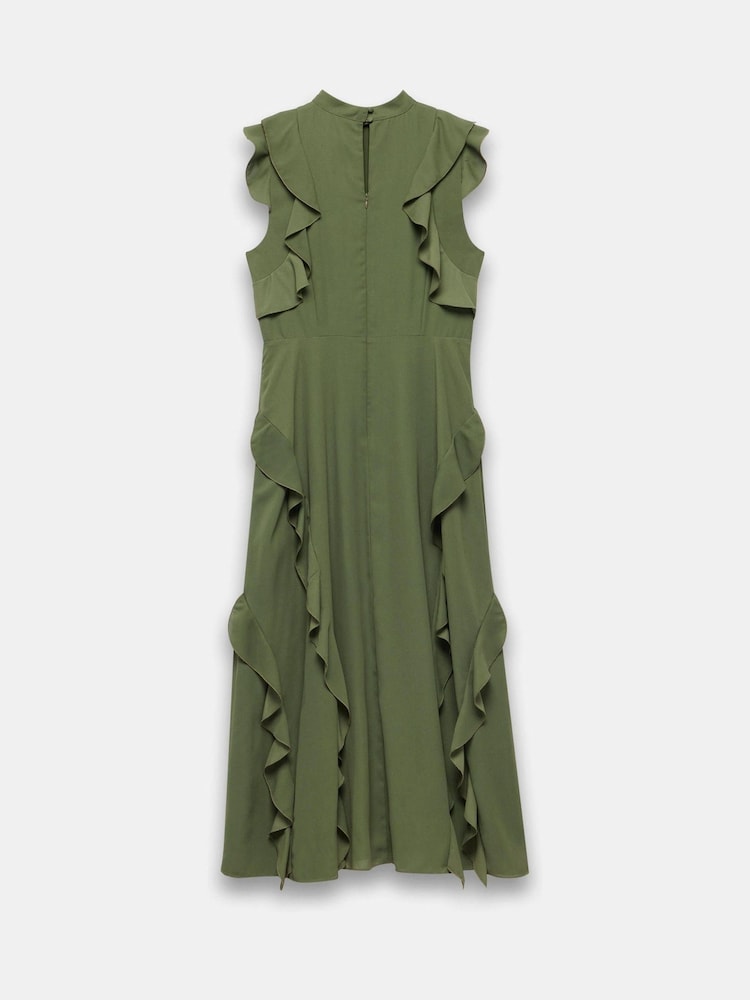 Mint Velvet Green High Neck Ruffle Maxi Dress - Image 8 of 8 Mint Velvet Green High Neck Ruffle Maxi Dress - Image 8 of 8