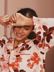 Bath & Body Works Coral Bloom Long Sleeve Button Through Shorts Set - Image 2 of 9