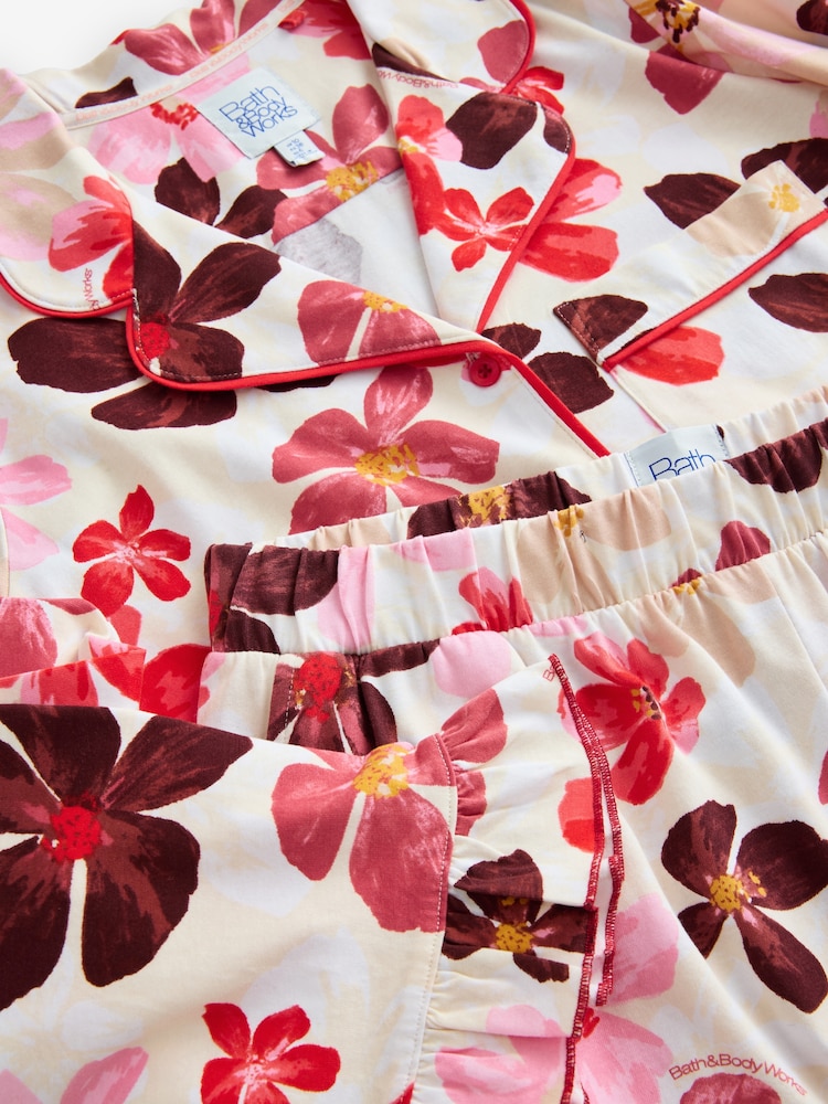 Bath & Body Works Coral Bloom Long Sleeve Button Through Shorts Set - Image 9 of 9 Bath & Body Works Coral Bloom Long Sleeve Button Through Shorts Set - Image 9 of 9