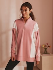 Bath & Body Works Pink Quarter Zip Long Line Sweat Top - Image 1 of 6