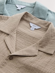 Green/Ecru Cheesecloth Short Sleeve Pyjamas Set 2 Pack - Image 11 of 12