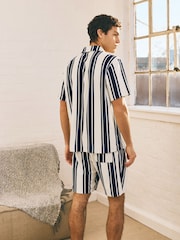 White/Blue Stripe Short Sleeve Toweling Set - Image 3 of 11