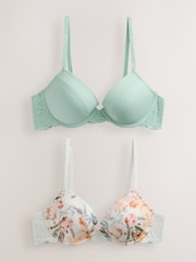 Green/Cream Floral - A-E 스무딩 티셔츠 브래지어 2 팩 - 5의 이미지 1