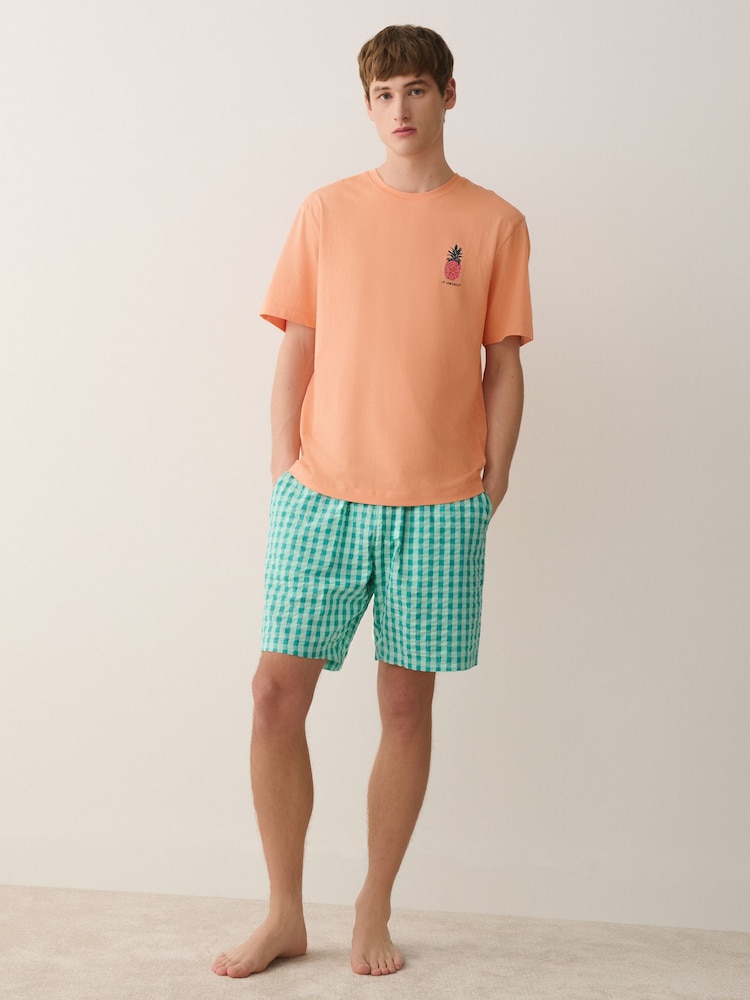 Blue/Orange Seminal Short Sleeve Pyjamas Set 2 Pack - Image 2 of 13 Blue/Orange Seminal Short Sleeve Pyjamas Set 2 Pack - Image 2 of 13