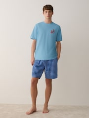 Blue/Orange Seminal Short Sleeve Pyjamas Set 2 Pack - Image 3 of 13