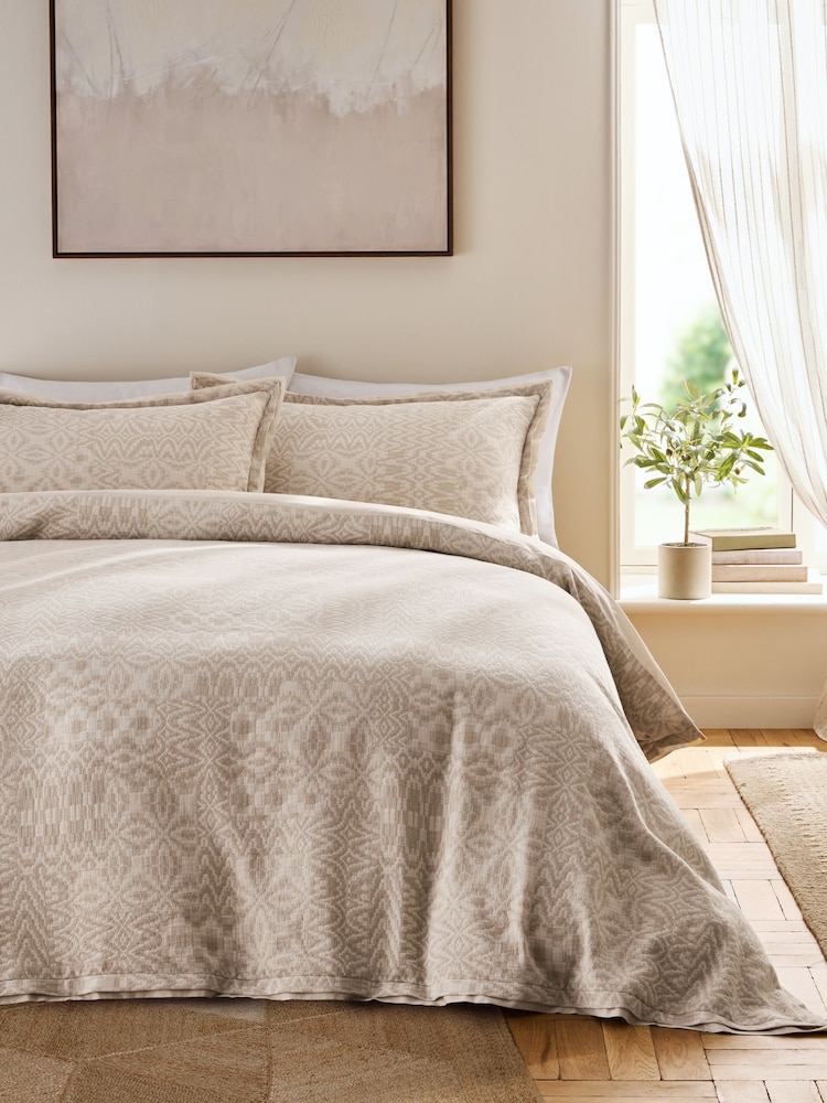 Natural N. Premium Abstract Jacquard Duvet Cover and Pillowcase Set - Image 1 of 3