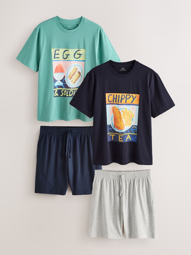 أخضر/أزرق - Frankie Thorpe Jersey Pyjamas Set 2 Pack - صورة 1 من 15