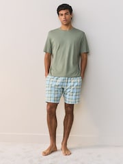 Green/Pink Check Jersey Short Sleeve Pyjamas Set 2 Pack - Image 9 of 13