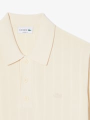 Lacoste Cream Knitted Polo Shirt - Image 6 of 7