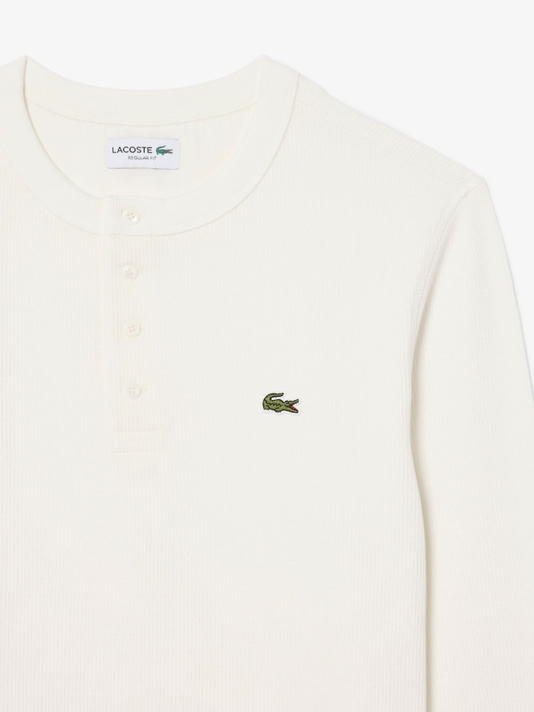 Lacoste White Boxy Henley T-Shirt - Image 4 of 4