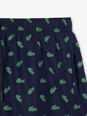 Lacoste Blue Mid Length Crocodile Print Swim Trunks - Image 2 of 6