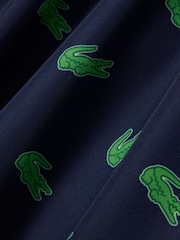 Lacoste Blue Mid Length Crocodile Print Swim Trunks - Image 6 of 6