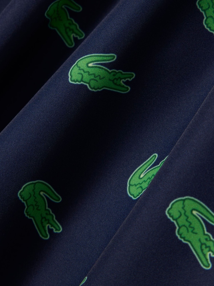 Lacoste Blue Mid Length Crocodile Print Swim Trunks - Image 6 of 6
