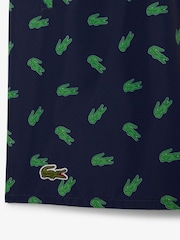 Lacoste Blue Mid Length Crocodile Print Swim Trunks - Image 7 of 10