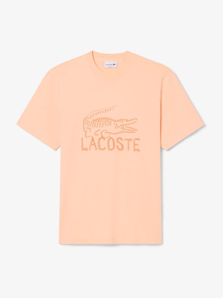 Lacoste Pink Classic Fit Printed Cotton T-Shirt - Image 1 of 4