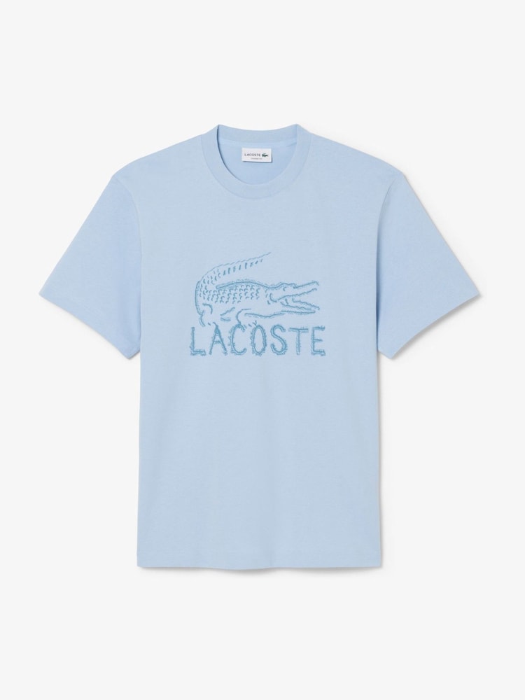 Lacoste Blue Classic Fit Printed Cotton T-Shirt - Image 1 of 3