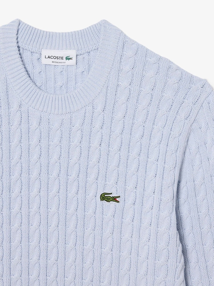 Lacoste Blue Cable Knit Cotton Sweater - Image 2 of 3 Lacoste Blue Cable Knit Cotton Sweater - Image 2 of 3
