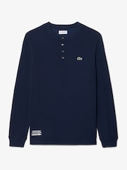 Lacoste Blue Boxy Henley T-Shirt - Image 1 of 4