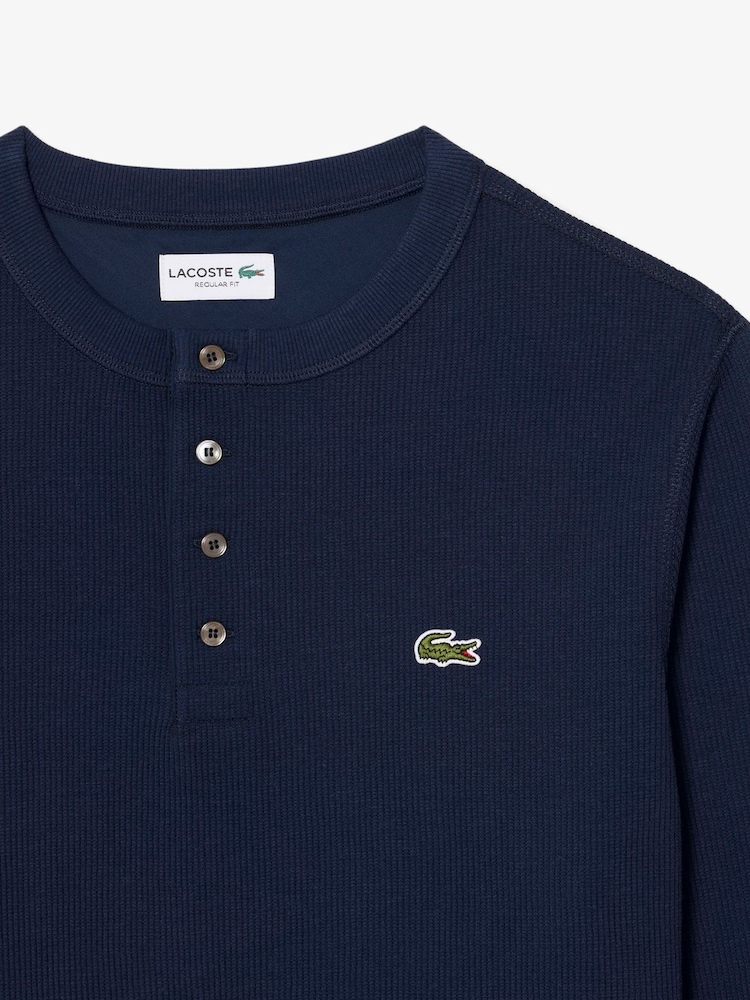 Lacoste Blue Boxy Henley T-Shirt - Image 4 of 4
