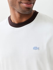 Lacoste White Classic Fit Colorblock Cotton T-Shirt - Image 4 of 6