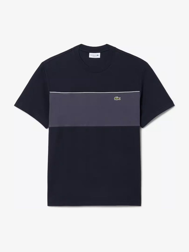 Lacoste Black Classic Fit Colourblock Cotton T-Shirt - Image 1 of 3