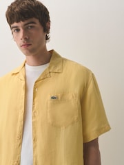Lacoste Yellow Relaxed Fit Short Sleeved Linen Shirt - Image 4 of 8