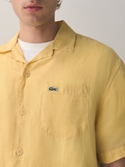 Lacoste Yellow Relaxed Fit Short Sleeved Linen Shirt - Image 5 of 8