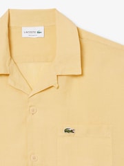 Lacoste Yellow Relaxed Fit Short Sleeved Linen Shirt - Image 7 of 8
