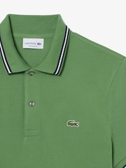 Lacoste Green Regular Fit L.12.12 Stripe Collar Piqué Polo Shirt - Image 4 of 4