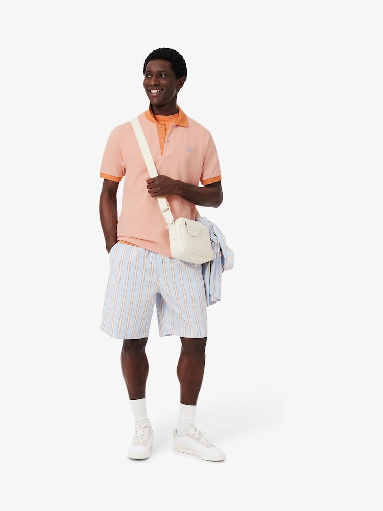 Lacoste Pink Contrasting Collar and Cuffs Cotton Polo Shirt - Image 2 of 7 Lacoste Pink Contrasting Collar and Cuffs Cotton Polo Shirt - Image 2 of 7
