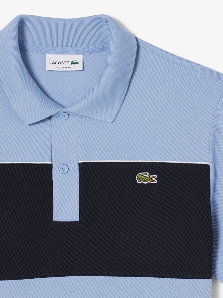 Lacoste Blue Regular Fit Colourblock Mini-Piqué Polo Shirt - Image 3 of 3