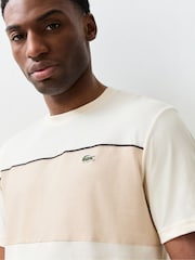 Cream - Lacoste Classic Fit Colourblock Cotton T-Shirt - Imaginea 4 din 7