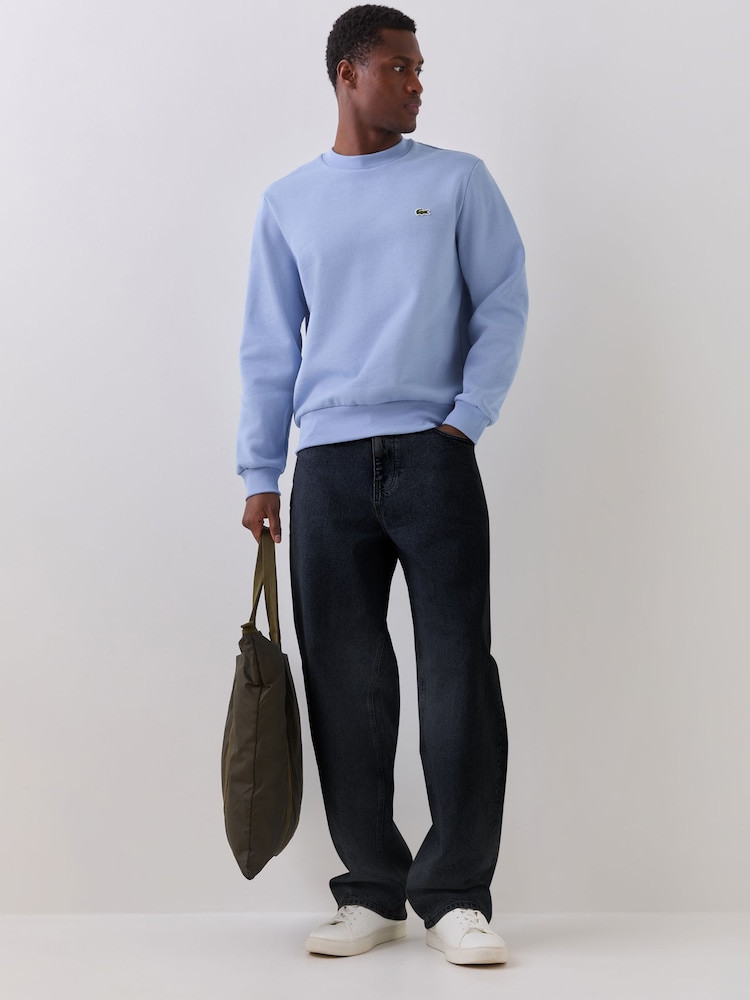 Lacoste Blue Classic Fit Brushed Fleece Sweatshirt - Image 2 of 6 Lacoste Blue Classic Fit Brushed Fleece Sweatshirt - Image 2 of 6