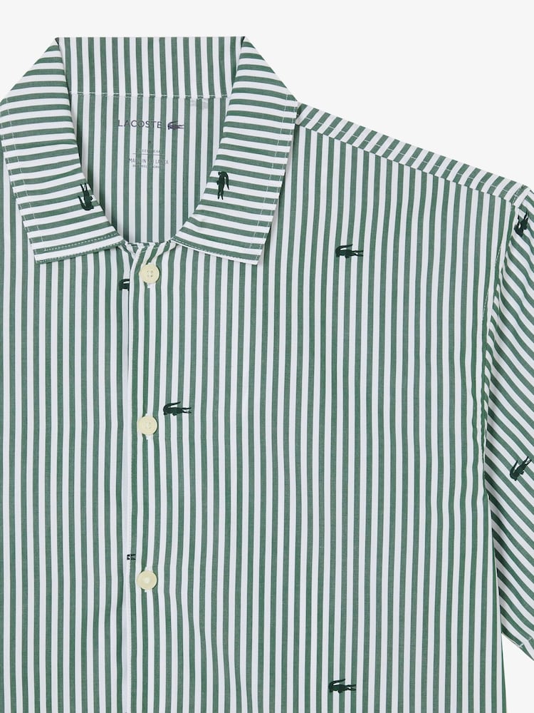 Lacoste Crocodile Print Striped Poplin Pyjamas Set - Imagen 3 de 3