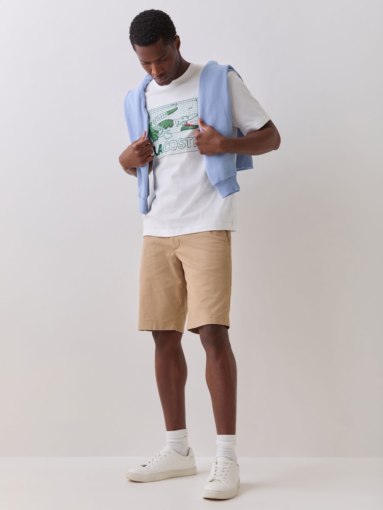 Lacoste Brown Slim Fit Stretch Cotton Chino Bermuda Shorts - Image 1 of 5 Lacoste Brown Slim Fit Stretch Cotton Chino Bermuda Shorts - Image 1 of 5