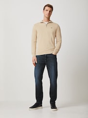 Lacoste Cream Regular Fit High Zipped Neck Sweater - Image 3 of 4