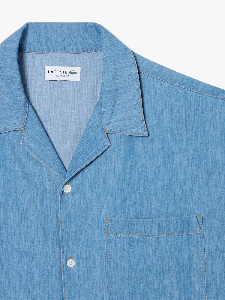 Lacoste Blue Lightweight Denim Hawaiian Shirt - Image 2 of 4