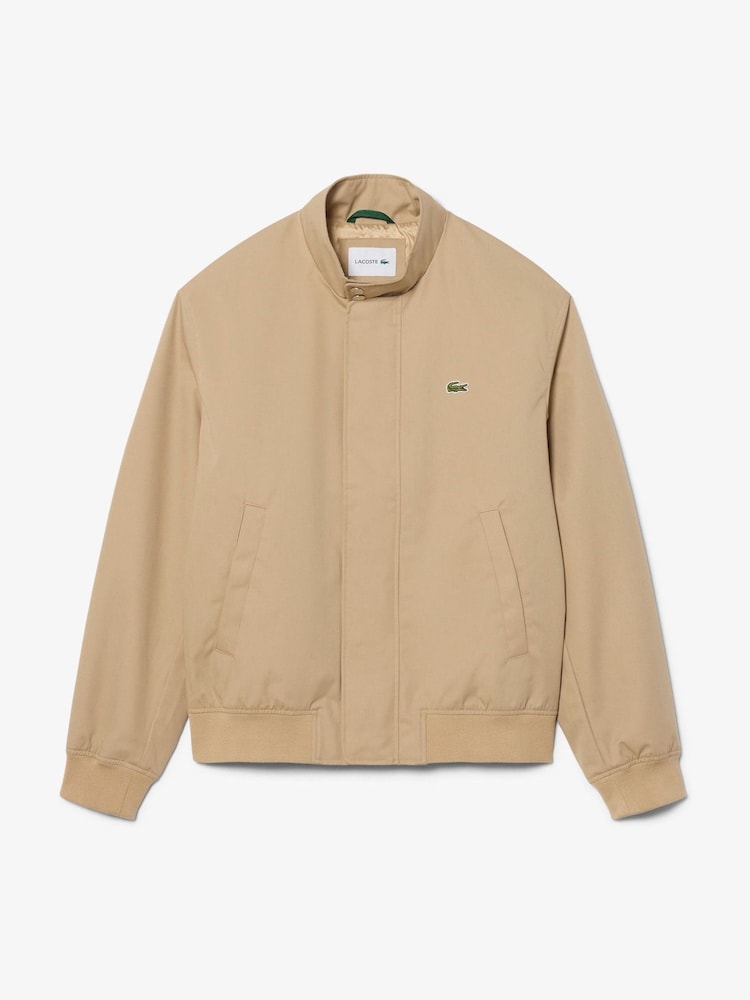 Lacoste Cream Lightweight Water Repellent Twill Harrington Jacket - Image 1 of 5