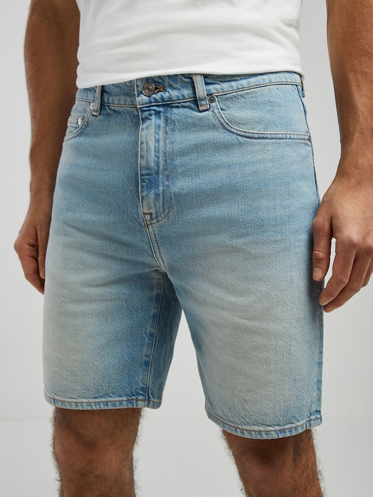 Lacoste Blue Straight Leg Cotton Denim Bermuda Shorts - Image 1 of 4