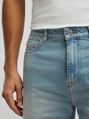 Lacoste Blue Straight Leg Cotton Denim Bermuda Shorts - Image 4 of 4