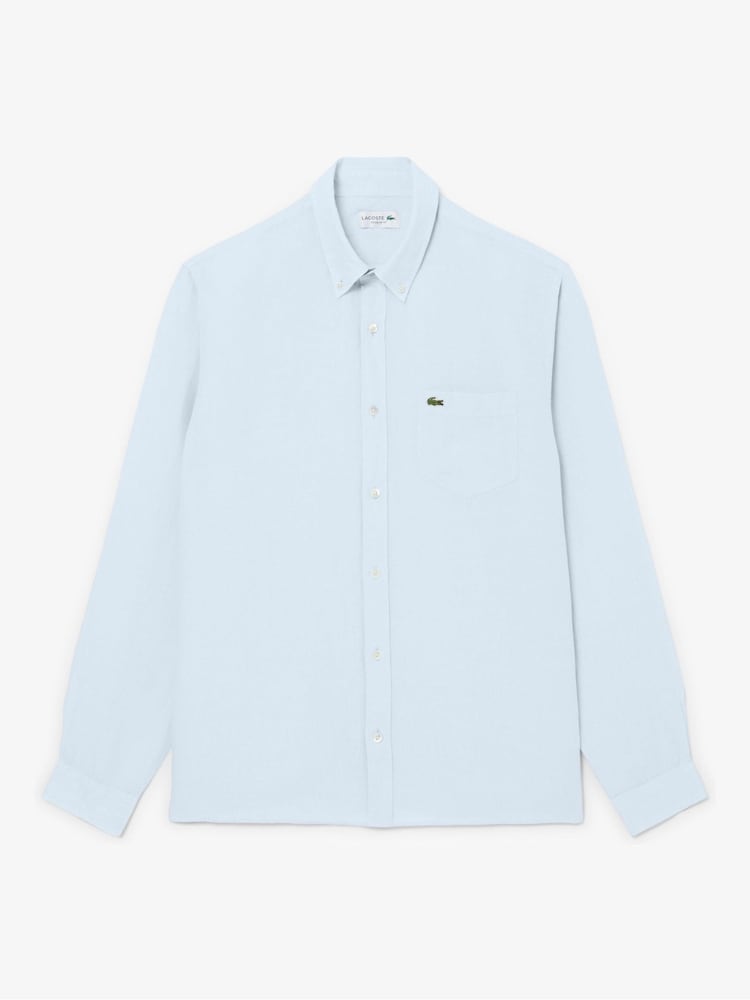 Lacoste Blue Regular Fit Long Sleeved Linen Shirt - Image 1 of 3