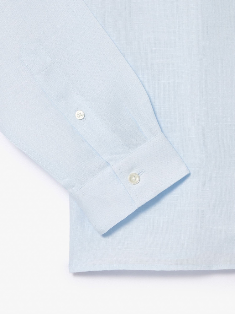 Lacoste Blue Regular Fit Long Sleeved Linen Shirt - Image 3 of 3