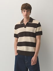 Lacoste Brown Fine Gauge Cotton Mesh Polo Collar Crocodile Polo shirt - Image 1 of 2