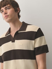 Lacoste Brown Fine Gauge Cotton Mesh Polo Collar Crocodile Polo shirt - Image 3 of 7