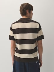 Lacoste Brown Fine Gauge Cotton Mesh Polo Collar Crocodile Polo shirt - Image 4 of 7