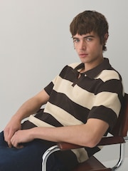 Lacoste Brown Fine Gauge Cotton Mesh Polo Collar Crocodile Polo shirt - Image 5 of 7