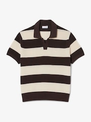 Lacoste Brown Fine Gauge Cotton Mesh Polo Collar Crocodile Polo shirt - Image 6 of 7