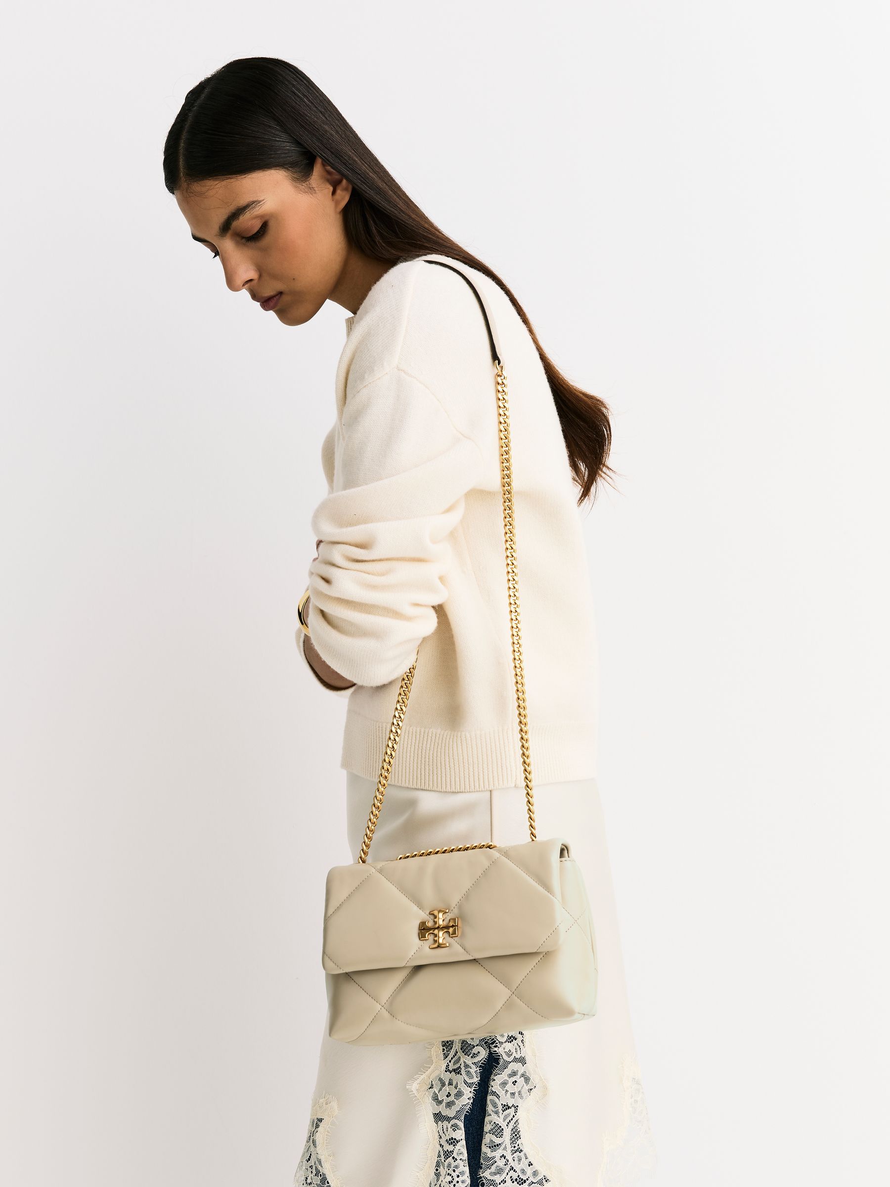 Buy Tory Burch Cream Small Kira Diamond Quilt Convertible Shoulder