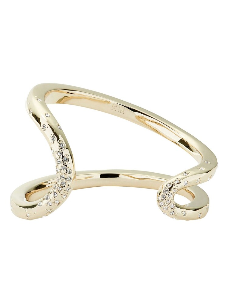 Karen Millen Gold Tone Crystal Sprinkle Loop Cuff Bracelet - Image 2 of 3